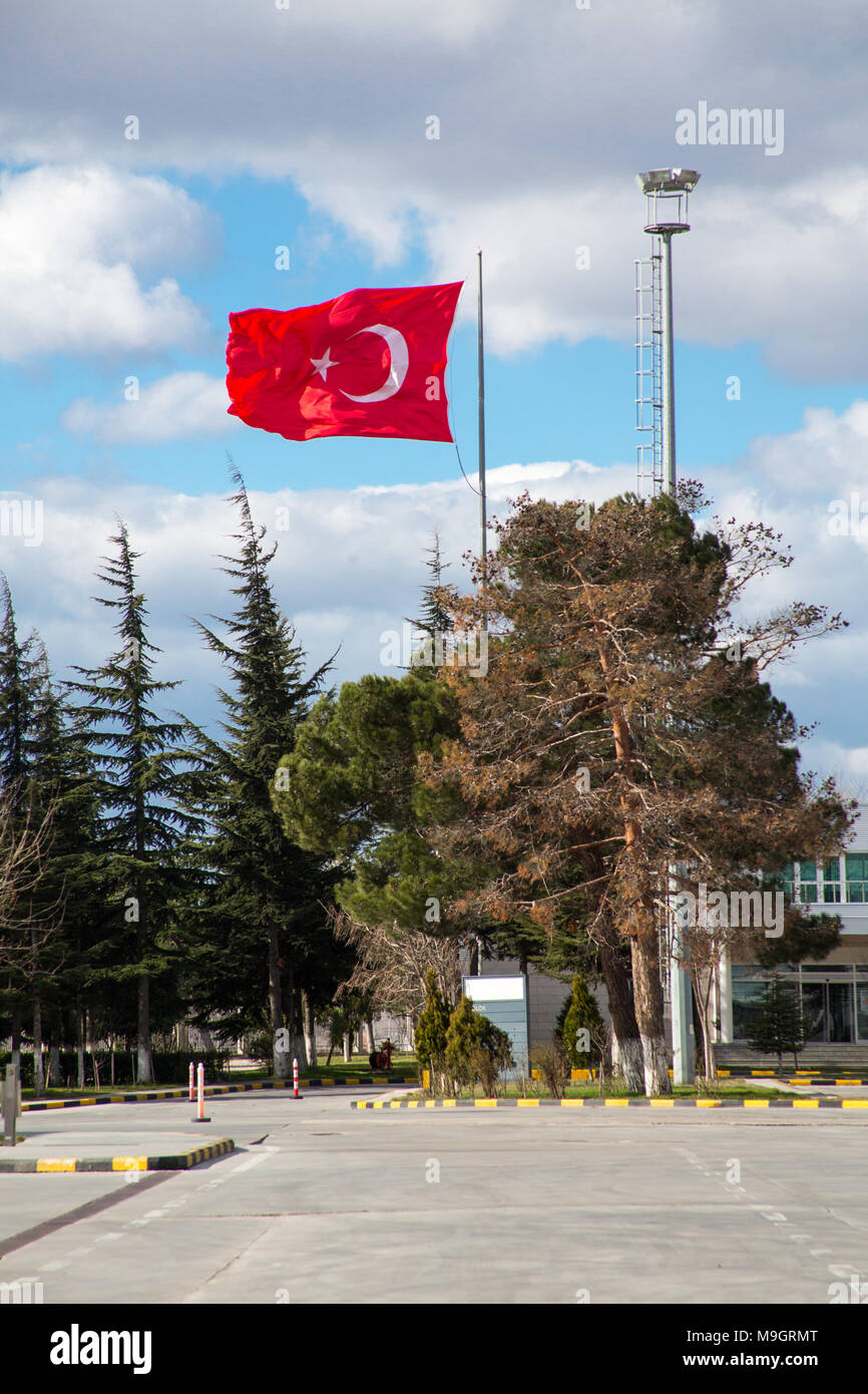 A Large Turkish Flag on the Turkey - Bulgaria Border Stock Photo