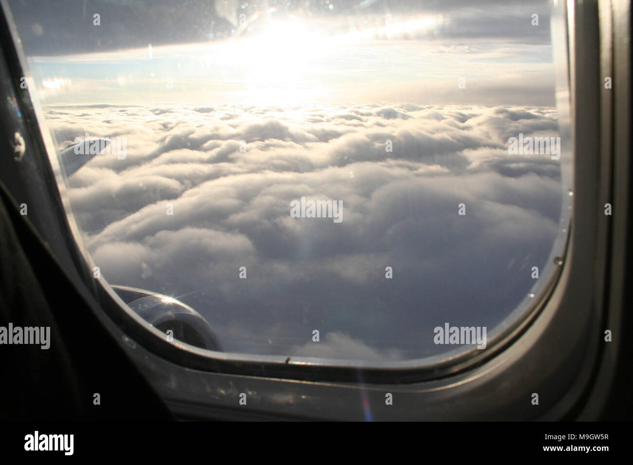 Airplane window view, sunrise, Brazil Stock Photo - Alamy