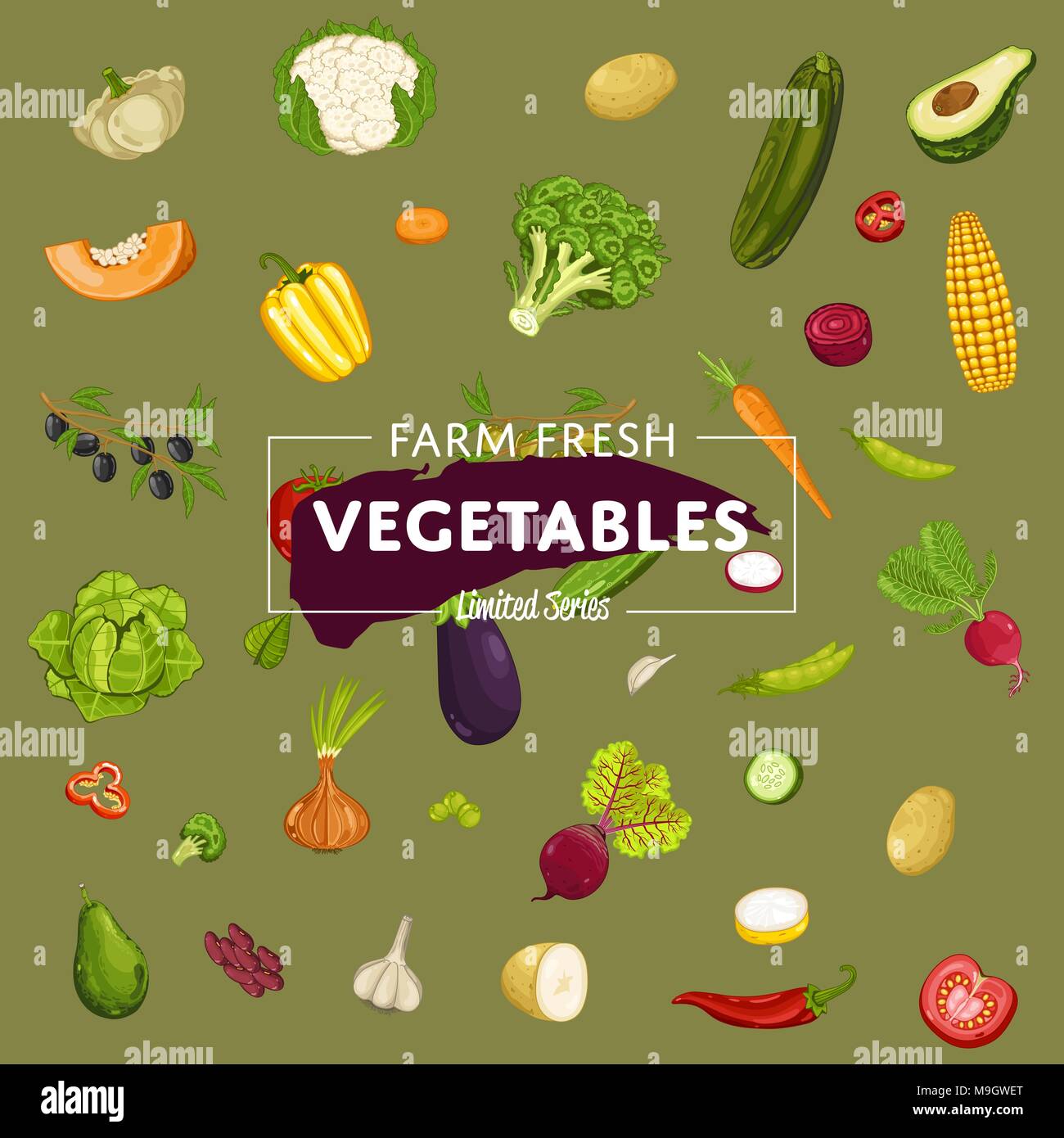 Farm fresh vegetable banner with natural product Stock Vector Image & Art Alamy