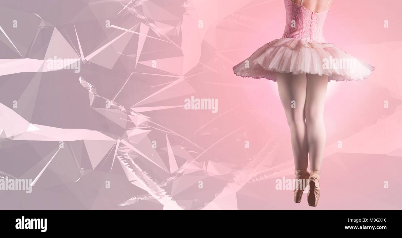 Ballet dancer dancing with pink polygons Stock Photo