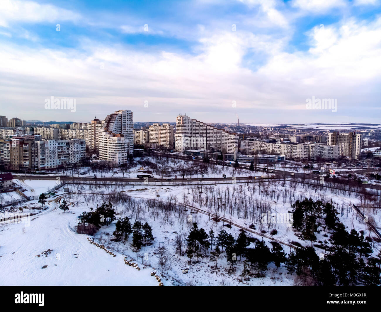 gates of Chisinau city, aerial photography, beautiful landscape, background image Stock Photo