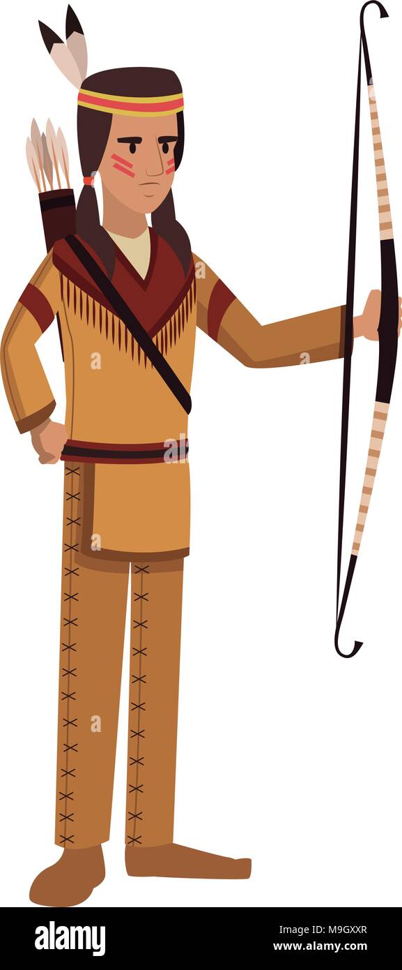 Indian Bow And Arrows Clipart Native American Indian Kneeling And