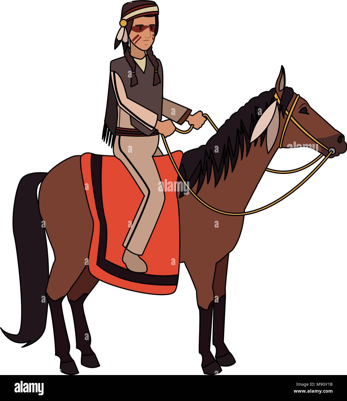 American indian riding a horse vector illustration graphic design Stock ...