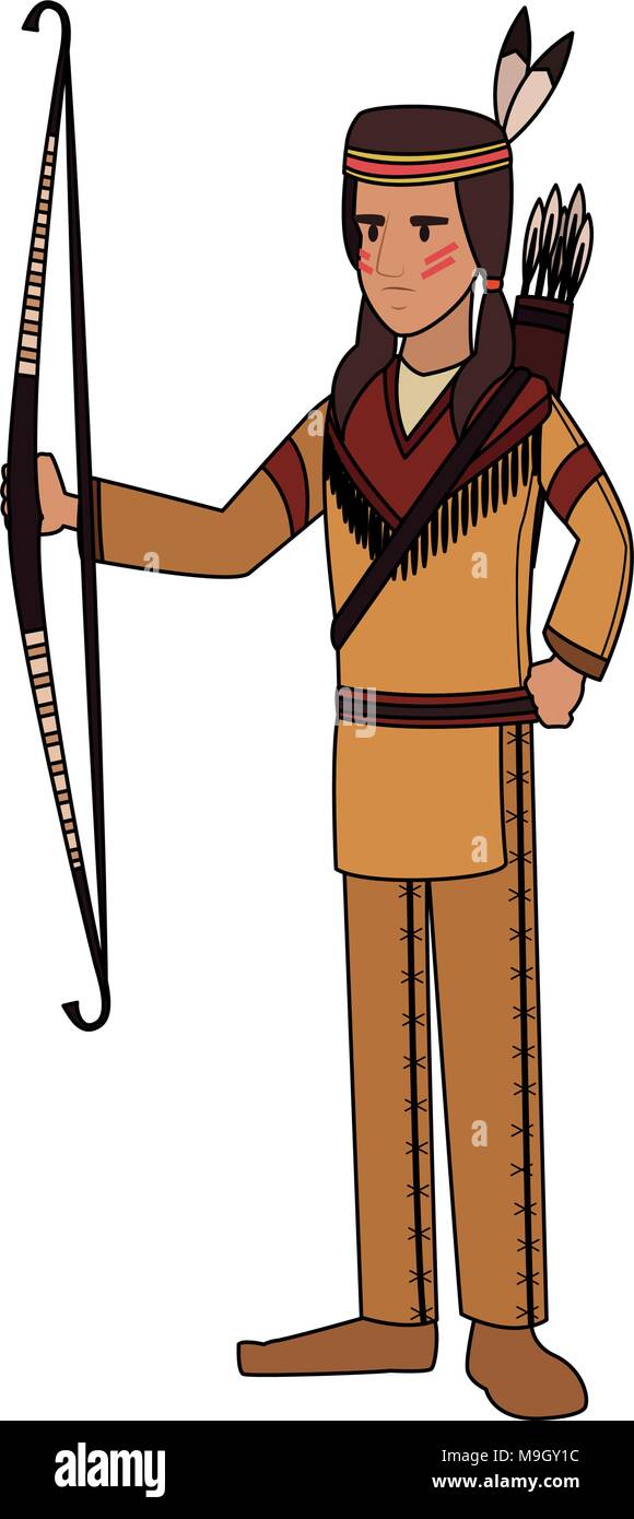 American indian with bow and arrows vector illustration graphic design ...
