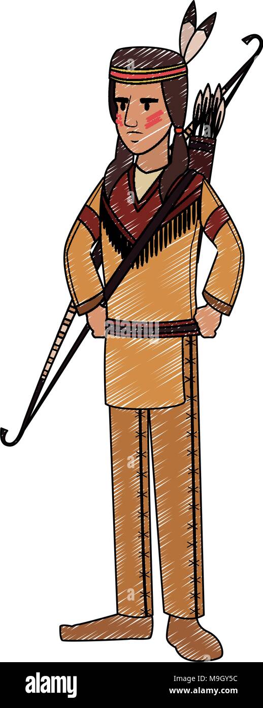 American indian with bow and arrows vector illustration graphic design ...
