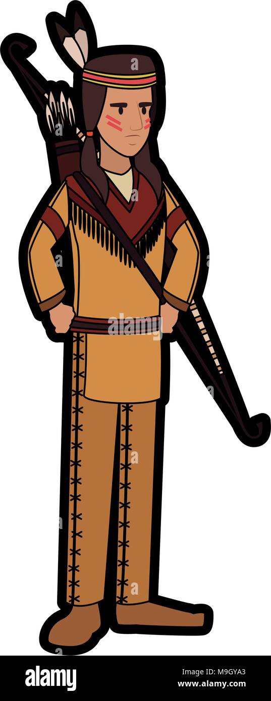 American indian with bow and arrows vector illustration graphic design ...