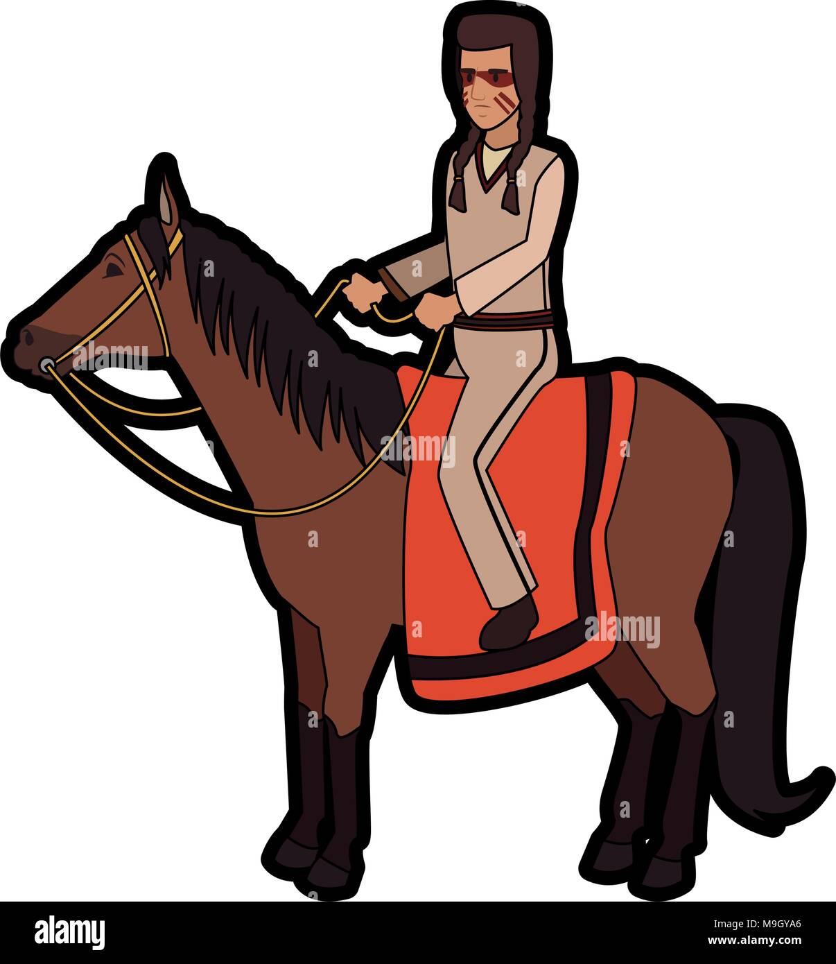 American indian riding a horse vector illustration graphic design Stock ...
