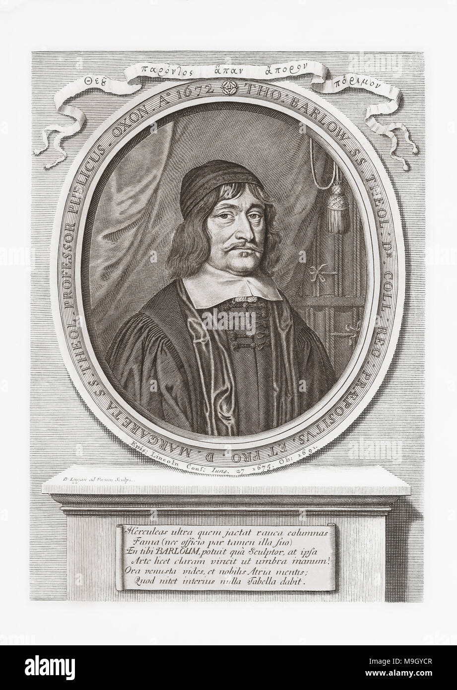 Thomas Barlow, 1608/9-1691. English academic and clergyman, Provost of The Queen's College, Oxford, Bishop of Lincoln.  From Woodburn’s Gallery of Rare Portraits, published 1816. Stock Photo