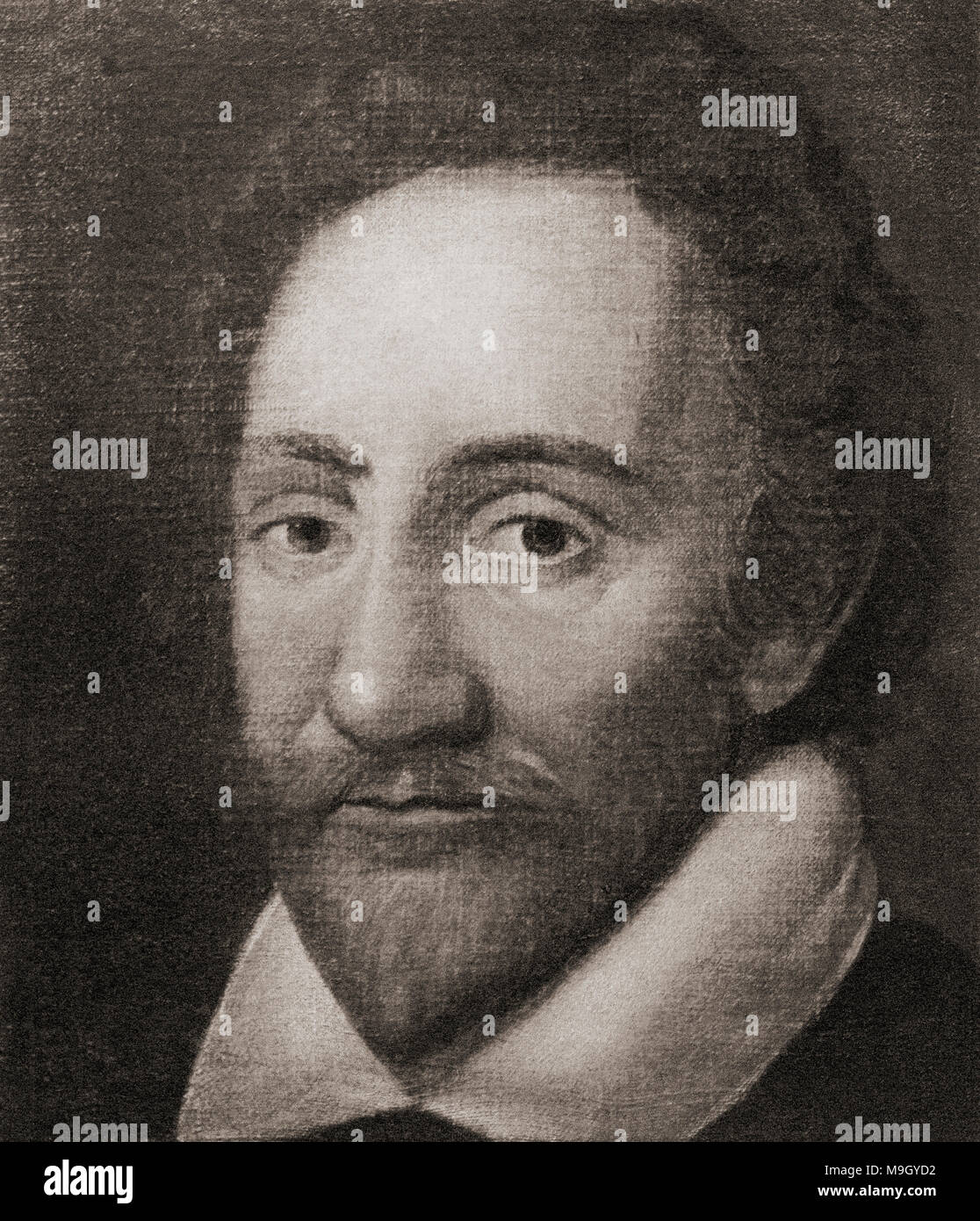 Richard Burbage, 1567 – 1619.  English actor of the Elizabethan era,  theatre owner, entrepreneur, painter, business associate and friend of William Shakespeare.  From A Life of William Shakespeare, published 1908. Stock Photo