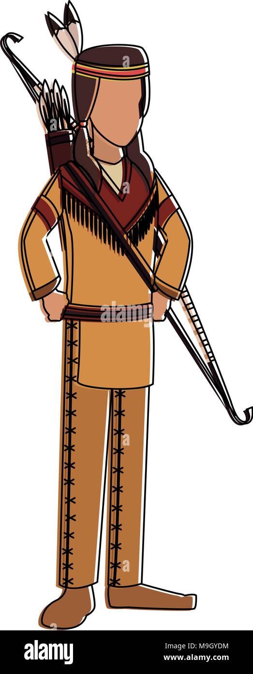 American indian with bow and arrows vector illustration graphic design ...