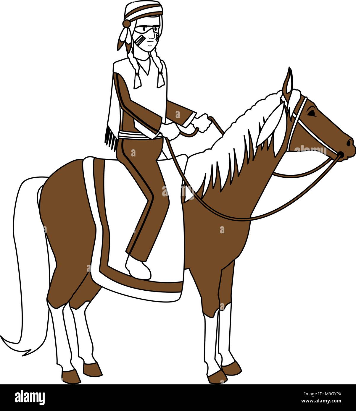 American indian riding a horse vector illustration graphic design Stock ...