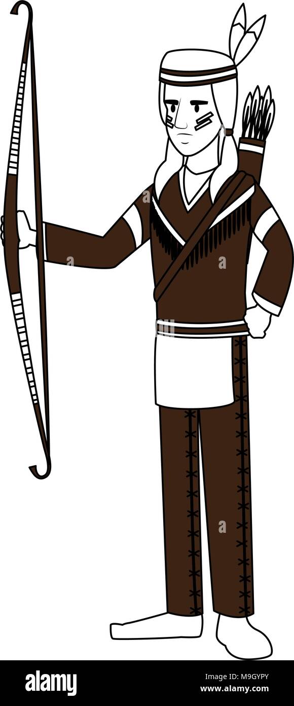 Indian Bow And Arrows Clipart Native American Indian Kneeling And