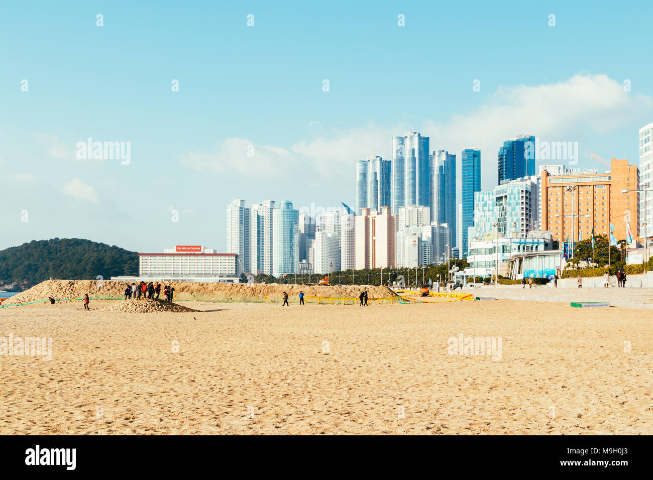 Busan, Korea - January 6, 2015 : Haeundae beach and modern building ...