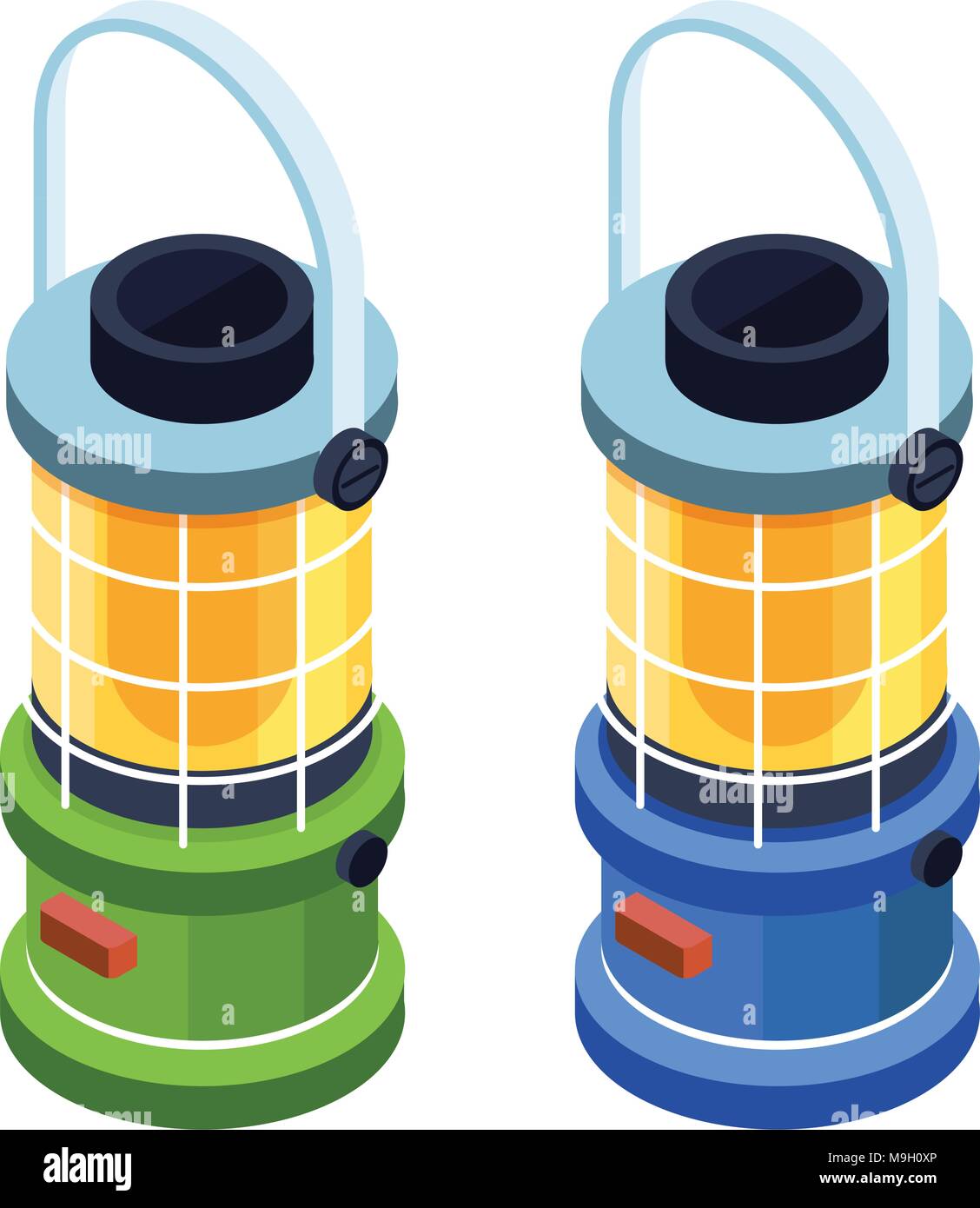 Camping Lantern or Gas Lamp Isometric Icon Stock Vector