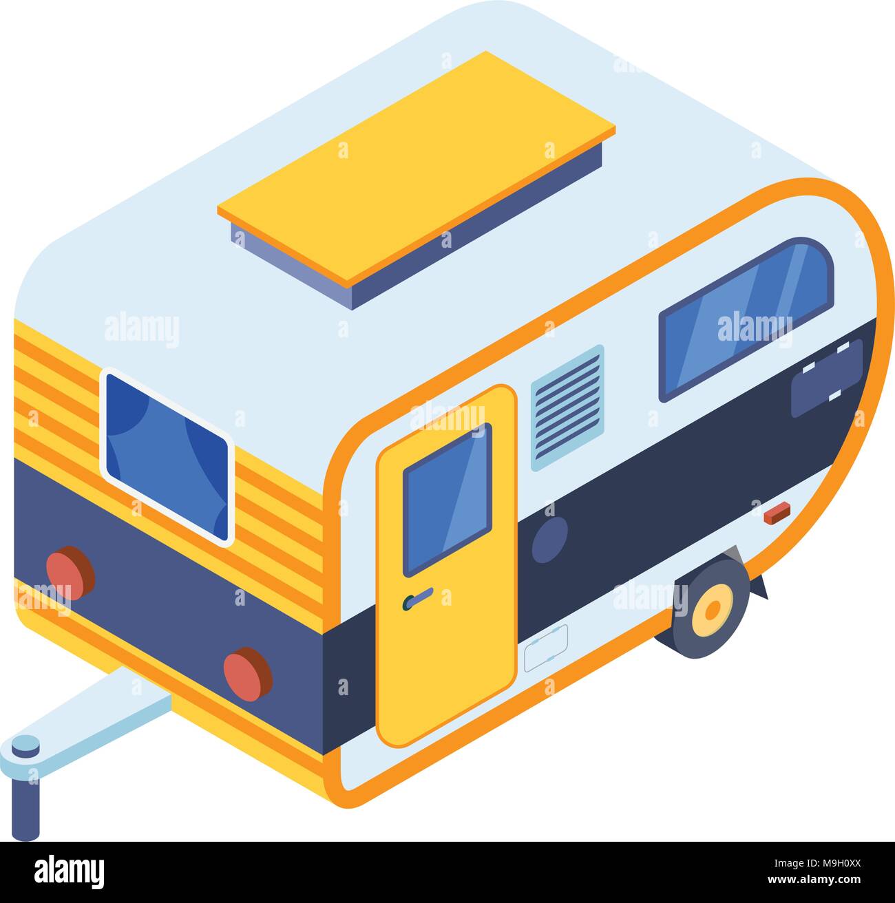 Isometric Camping Trailer Icon Stock Vector
