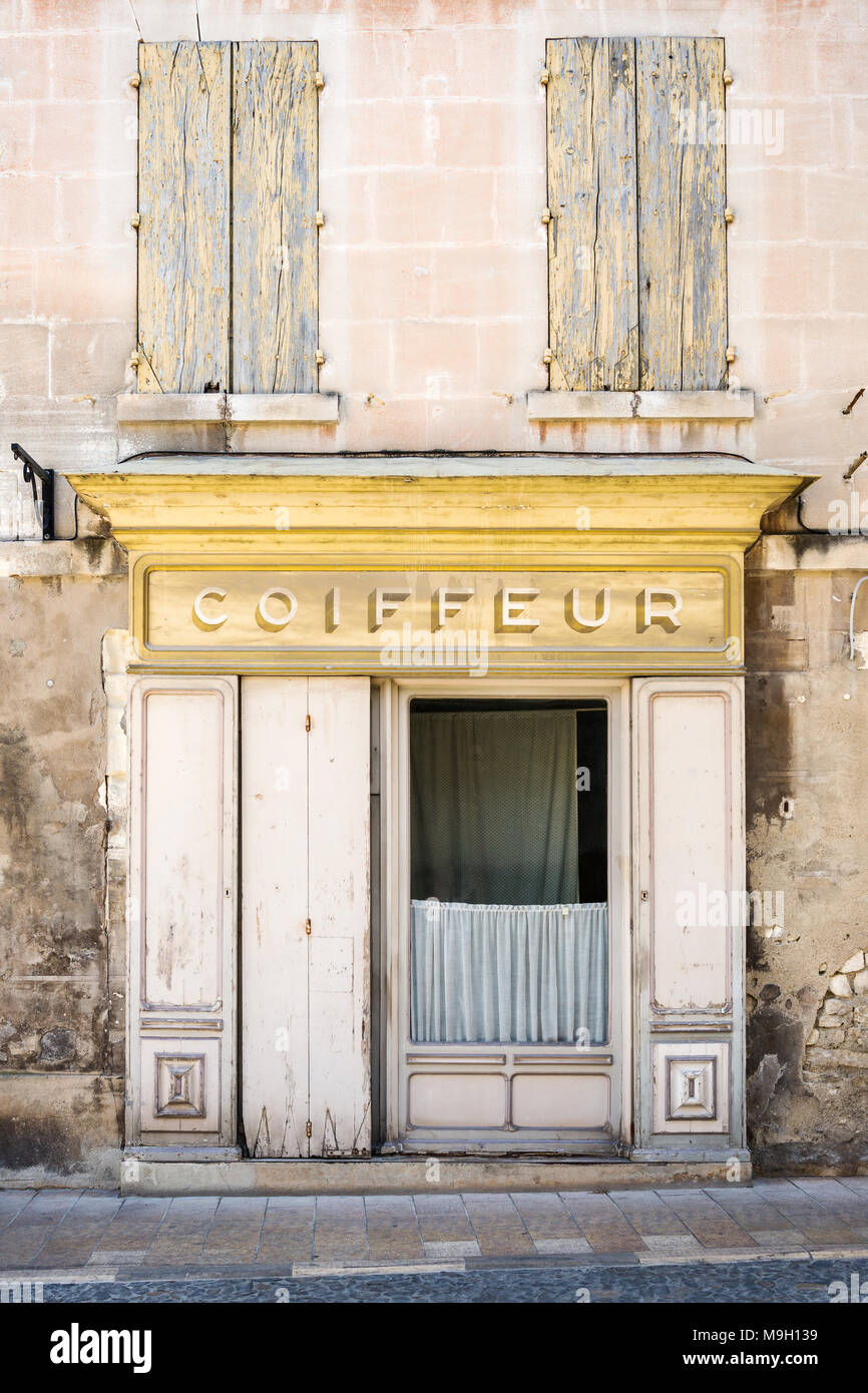 Hairdresser - Old shop - Provence Stock Photo