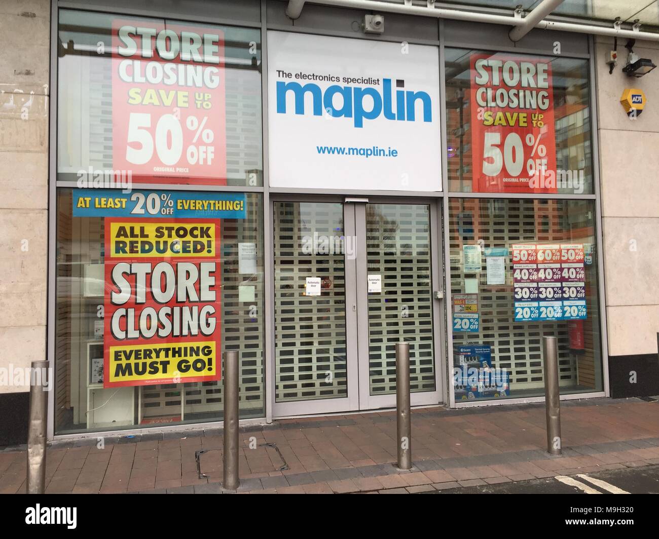 March 26th, 2018, Cork, Ireland - Maplin store in Blackpool Retail Park, a specialist retail chain for home electronics and accessories, including pow Stock Photo