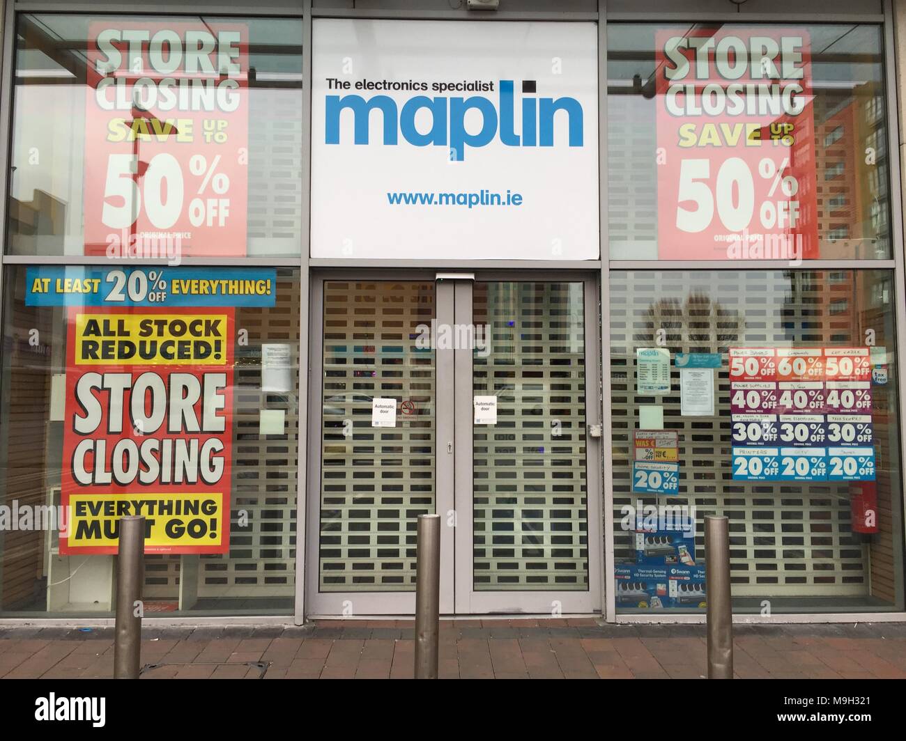 March 26th, 2018, Cork, Ireland - Maplin store in Blackpool Retail Park, a specialist retail chain for home electronics and accessories, including pow Stock Photo