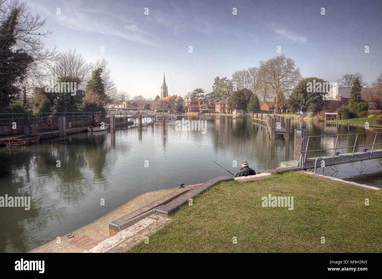 Lock Approach on River Thames, Marlow, UK Stock Photo