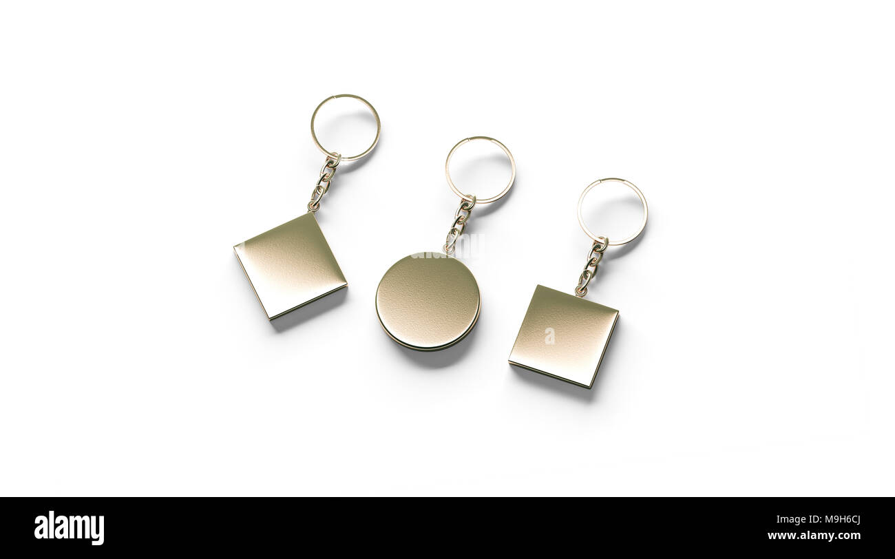 3 Three Transparent Clear Keychains Mockup Front View, PSD
