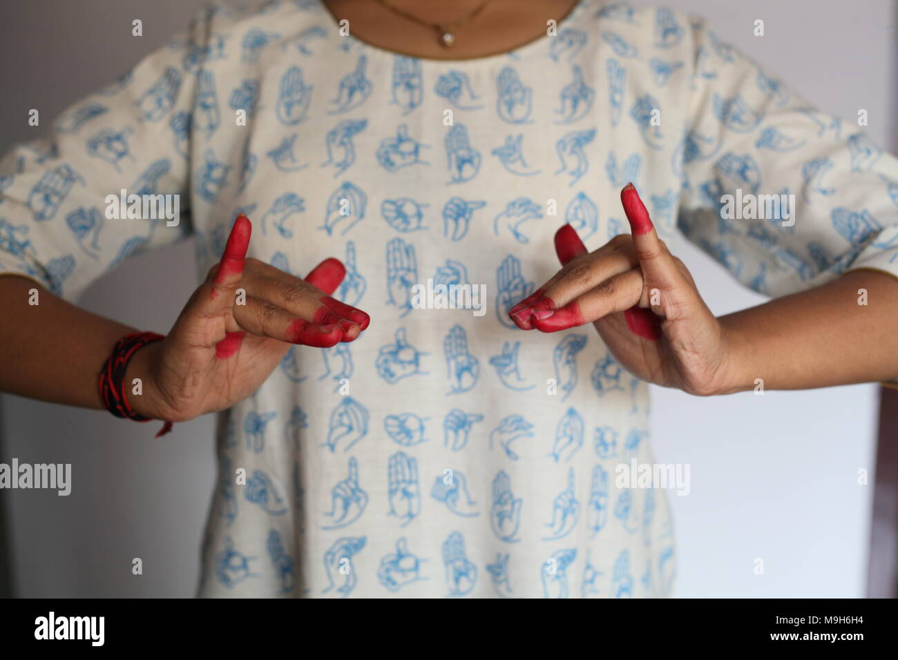 mudra or hand gesture used in indian classical dance Stock Photo