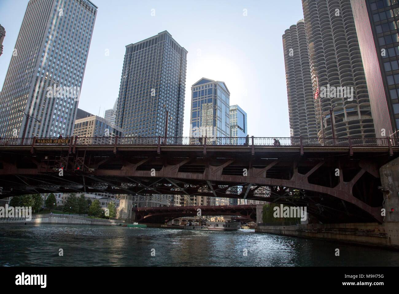 View of downtown Chicago during a cruise on the Chicago River Stock ...