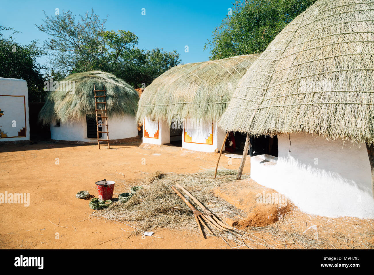 Indian folk village Shilpgram, traditional house in Udaipur, India Stock  Photo - Alamy
