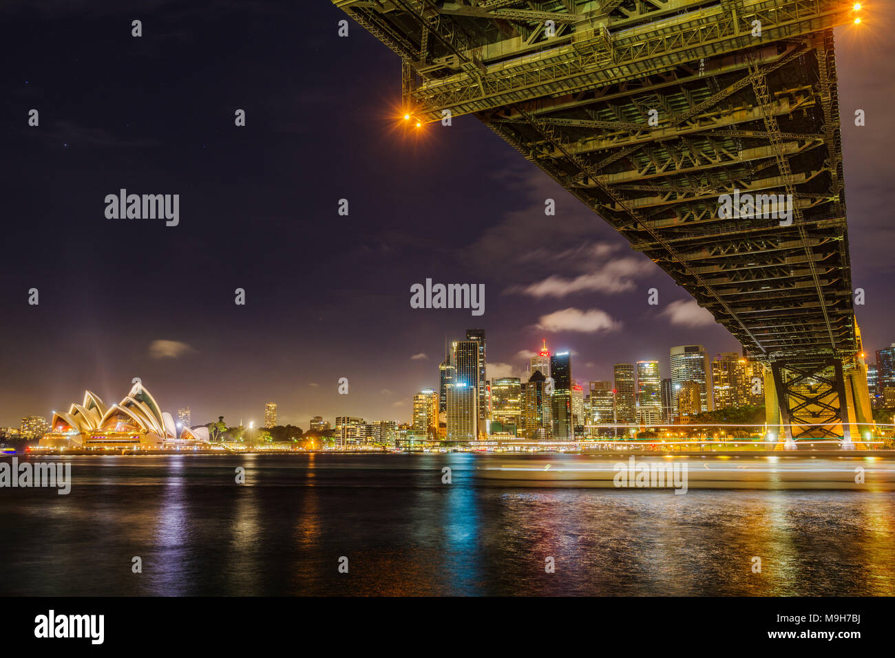 Sydney city skyline at night Stock Photo