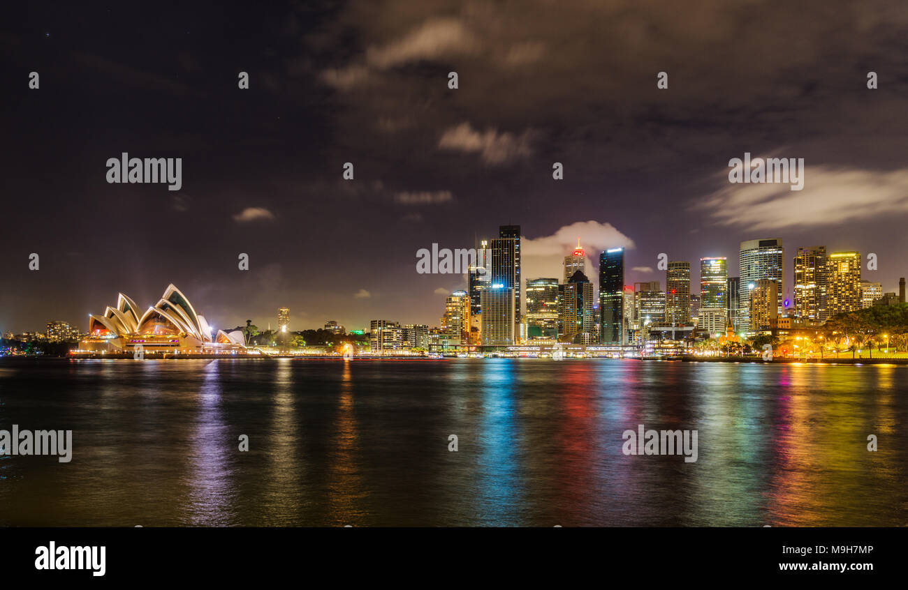 Sydney city skyline at night Stock Photo