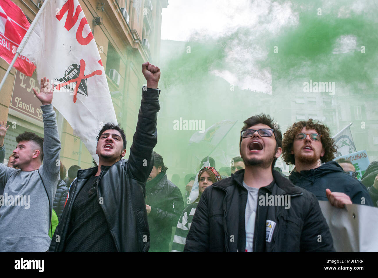Napoli, Italy. 24th Mar, 2018. A protest rally against politic ...