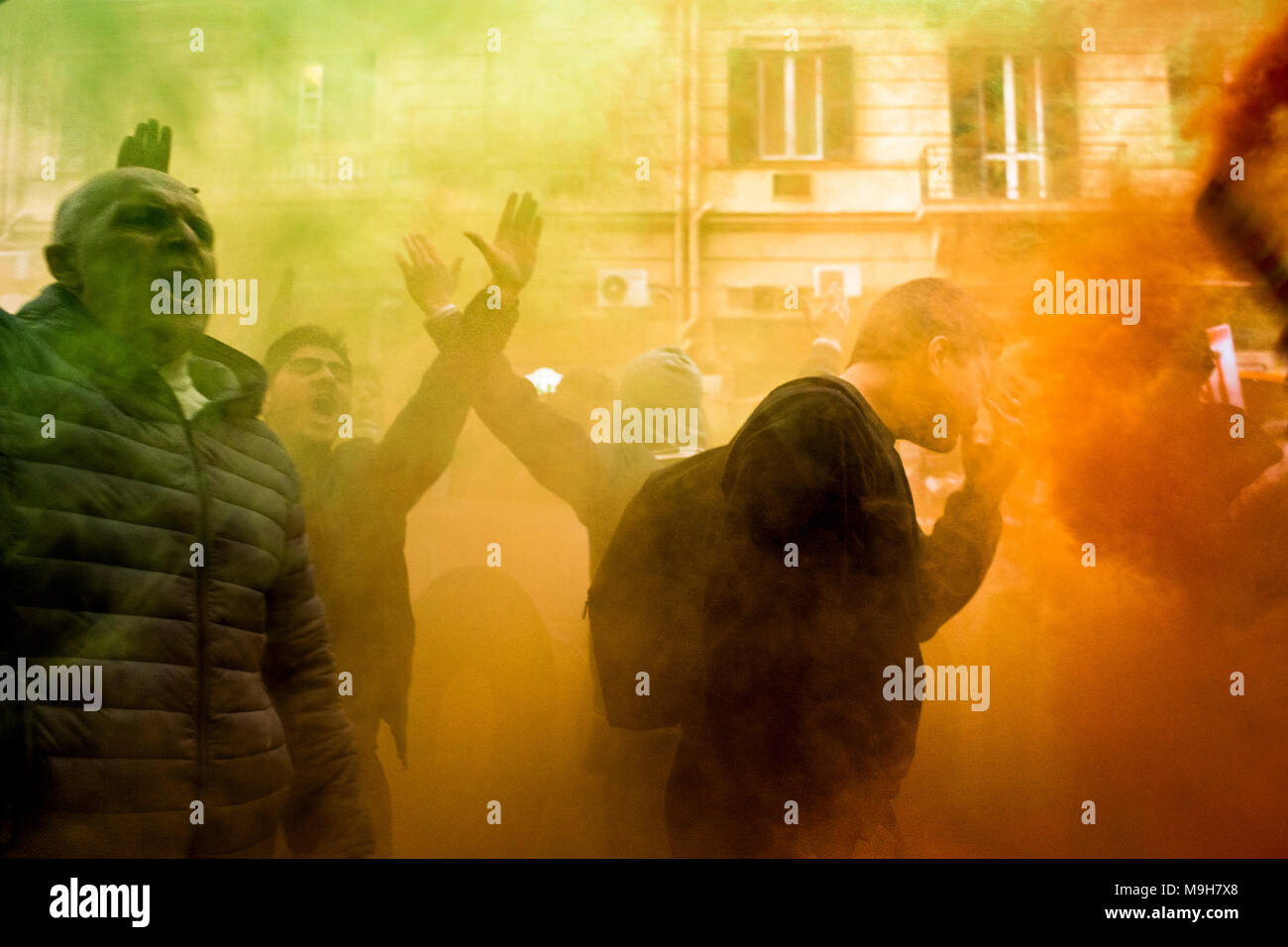 Napoli, Italy. 24th Mar, 2018. A protest rally against politic ...