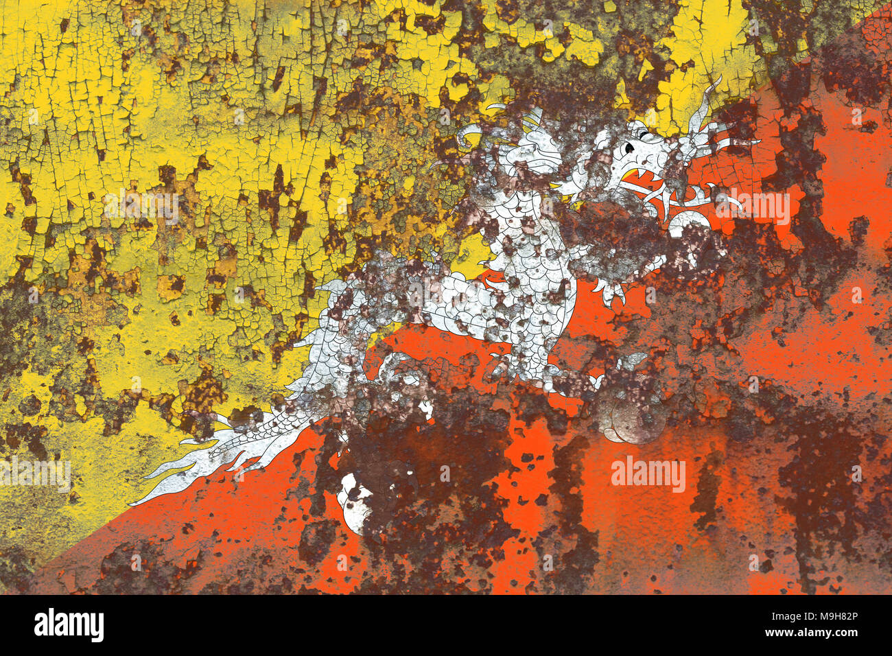 Old Bhutan grunge background flag Stock Photo - Alamy