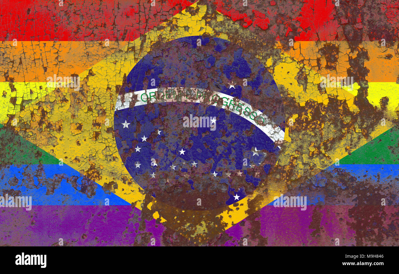 Brazil Gay grunge flag, Brazil flag Stock Photo