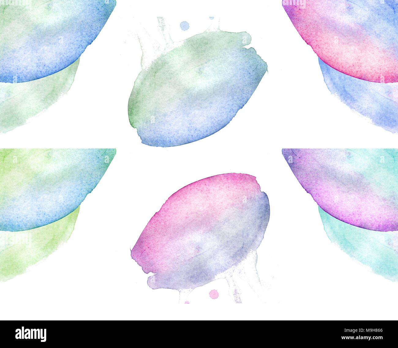 Set of Abstract hand drawn watercolor stain on white background Stock ...