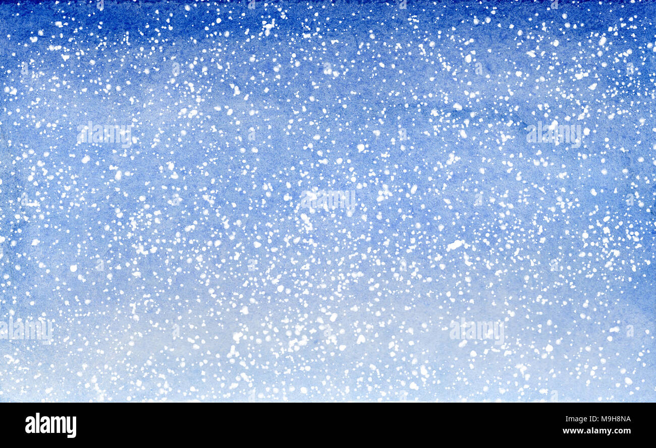 Watercolor blue brush strokes gradient background design night sky with stars. Stock Photo