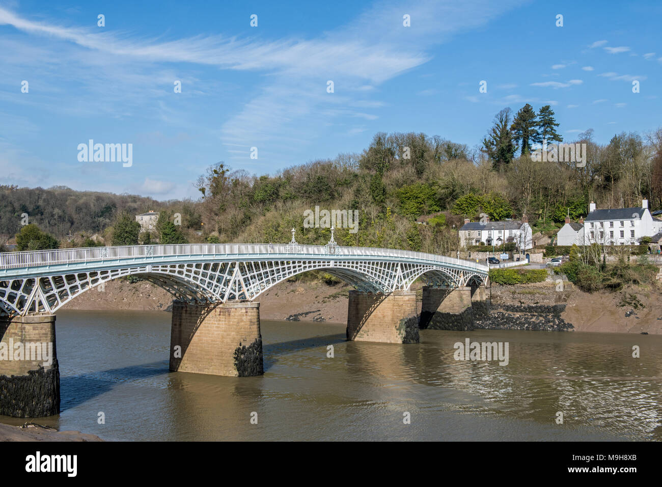 The Old Wye Bridge spanning the River Wye at Chepstow Stock Photo Alamy