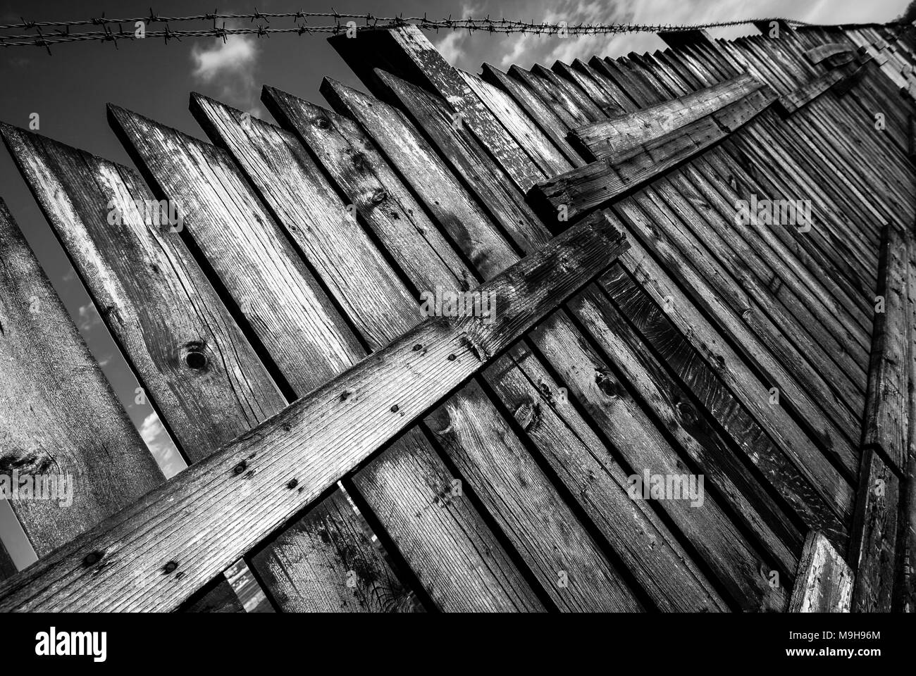 fence - black and white image Stock Photo - Alamy
