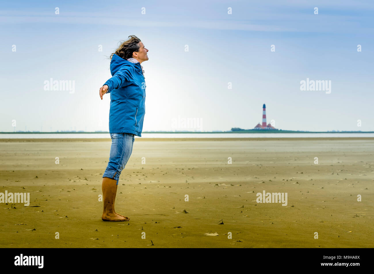 Deutschland, Schleswig-Holstein, Nordfriesland, Eiderstedt, St. Peter-Ording, Strand Stock Photo