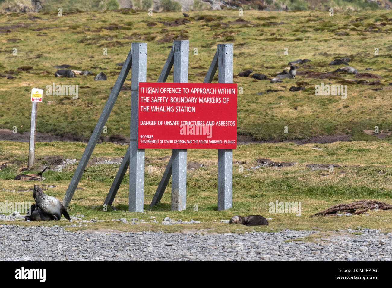 Stromness harbour, South Georgia, site of former whaling station and place of rescue of Sir Ernest Shackleton on his Endurance expedition Stock Photo