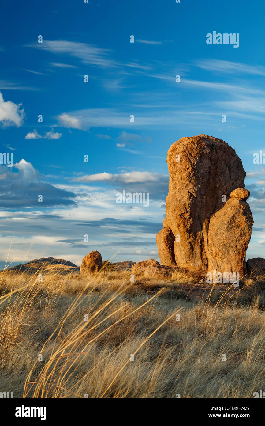 Stamding Rocks Standing rocks (hardened volcanic tuff) and grasses, City of Rocks ...