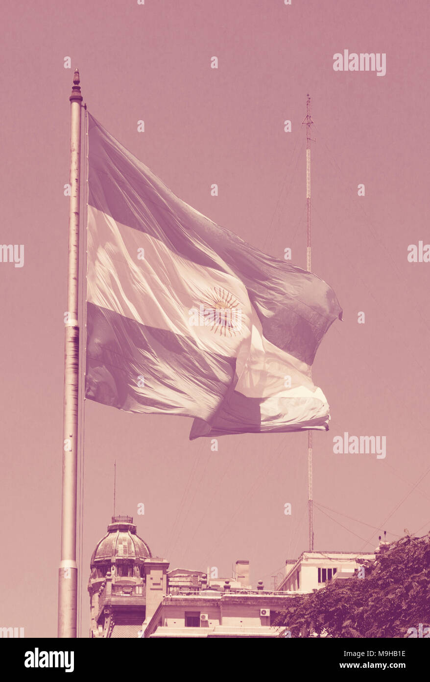 Flag of Argentina fluttering in the wind. Buenos Aires, Argentina Stock Photo
