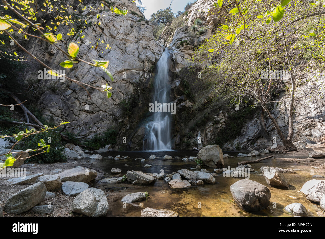 Sturtevant Falls in the San Gabriel Mountains above Los Angeles and Pasadena California. Stock Photo