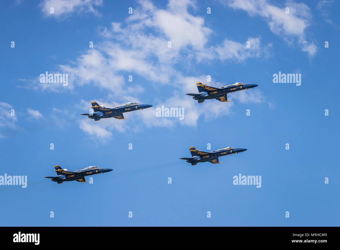 The Blue Angels air acrobatic team at the 2017 Airshow in Duluth, Minnesota, USA. Stock Photo