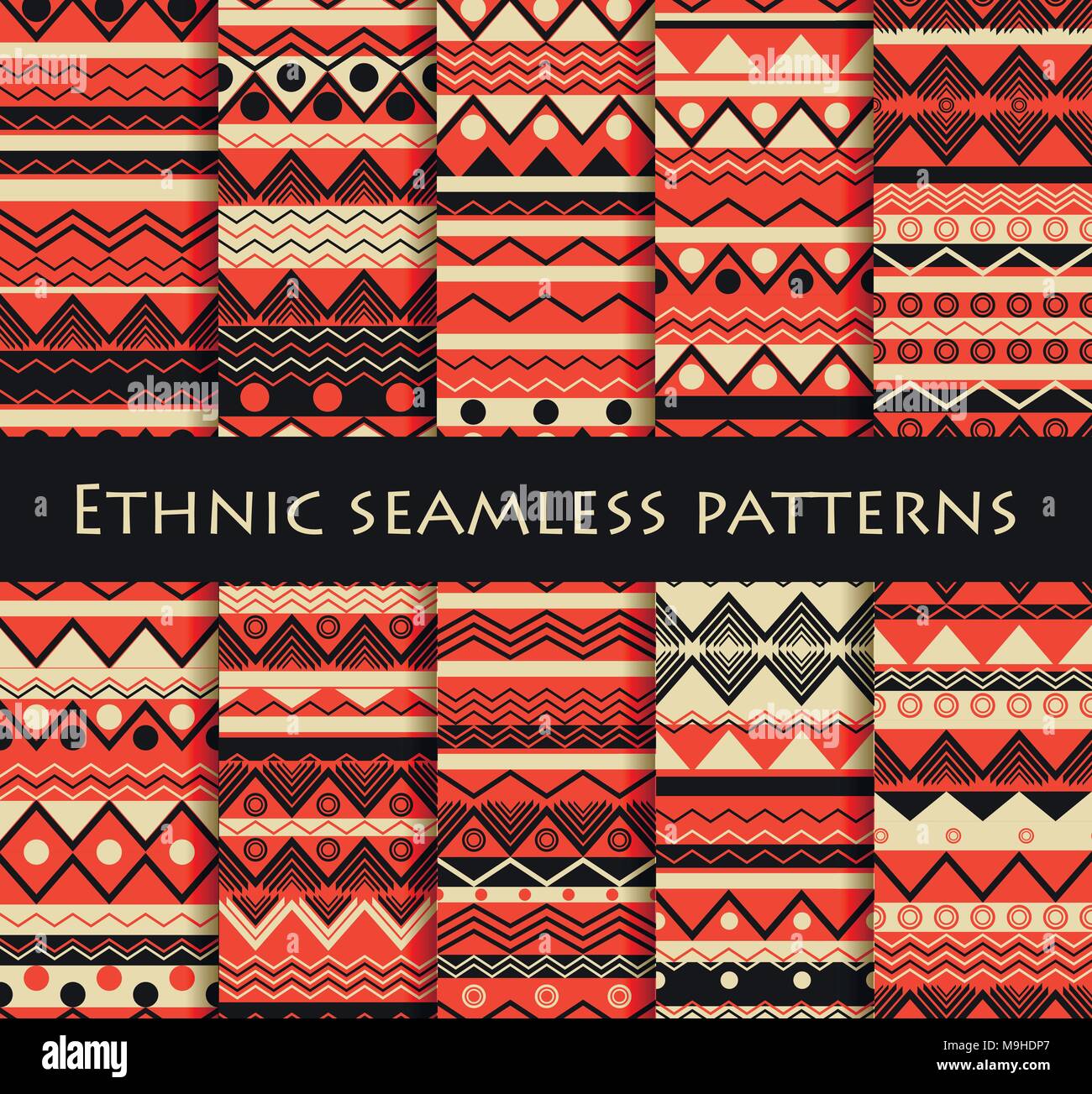 Set of seamless in ethnic style. Tribal textiles, hippie style. For  wallpaper, bed linen, tiles, fabrics, backgrounds. Vector illustration  Stock Vector Image & Art - Alamy
