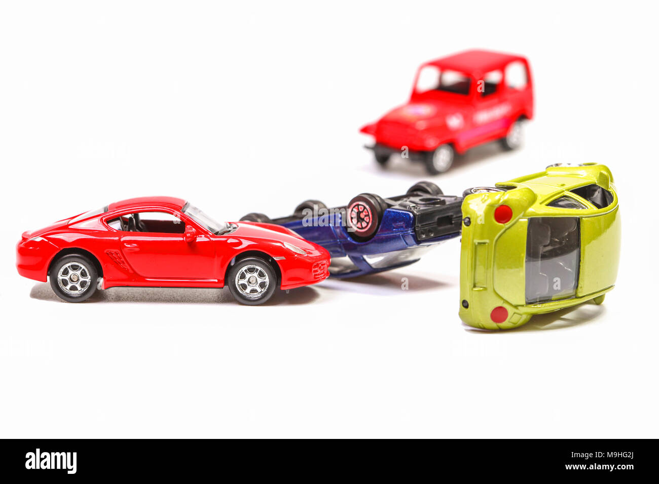 Car crash with toy cars Stock Photo