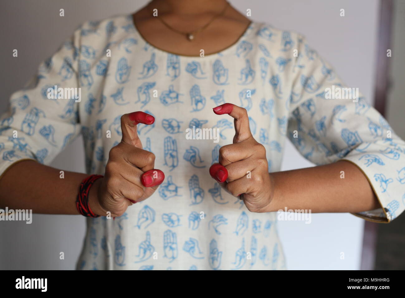 mudra or hand gesture used in indian classical dance Stock Photo