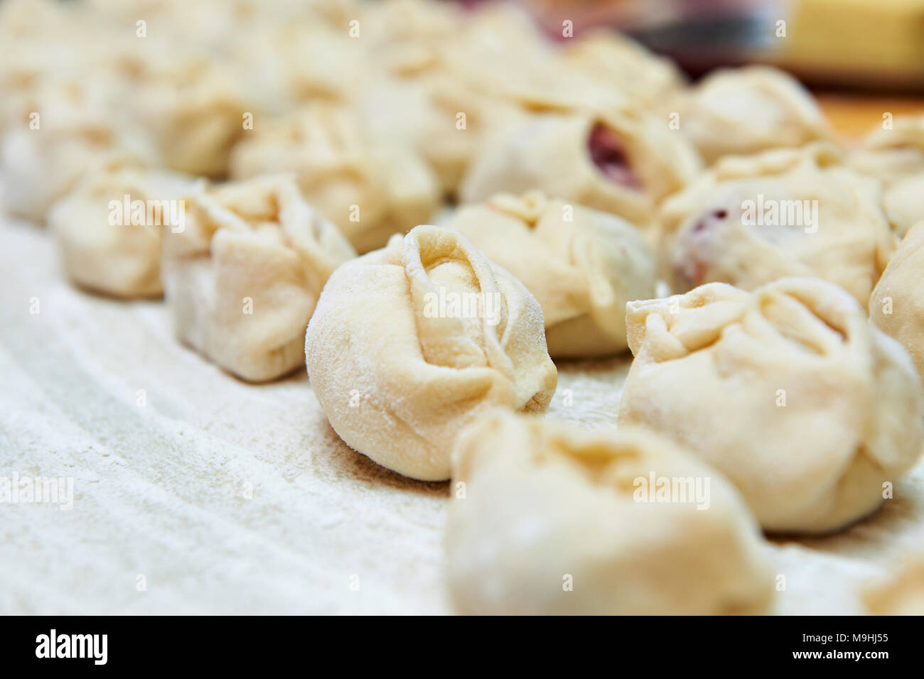 Homemade ravioli with minced meat Stock Photo