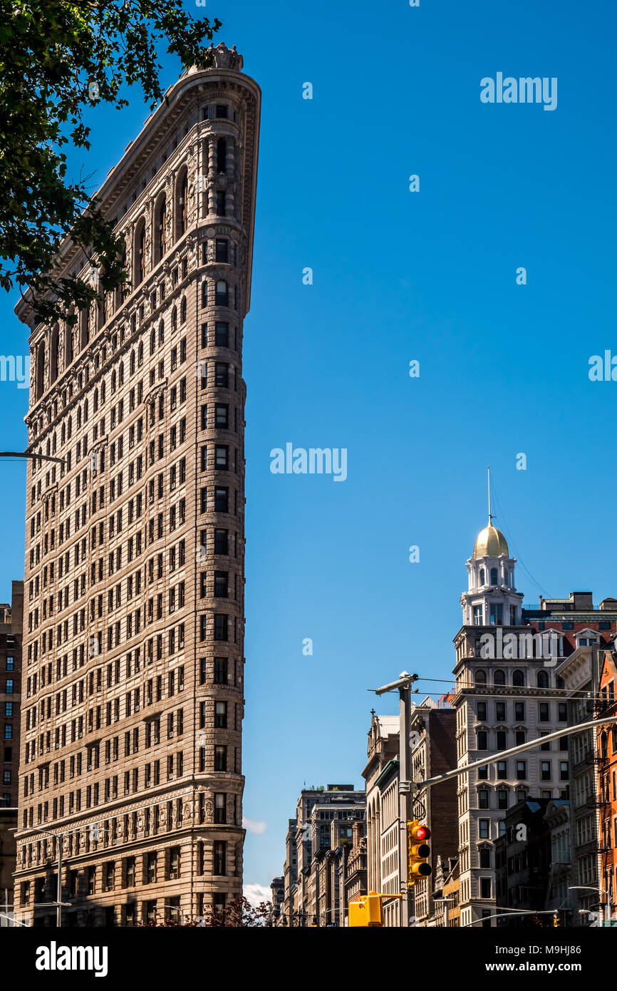 Flatiron building with blue sky Stock Photo