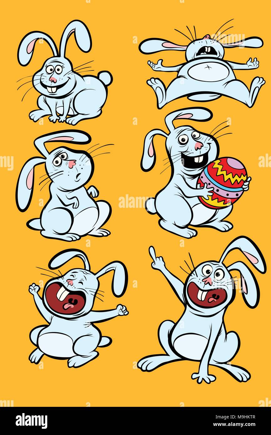Funny Easter Bunny character set collection Stock Vector