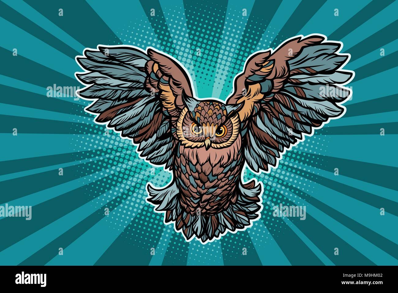 Beautiful realistic owl in flight Stock Vector